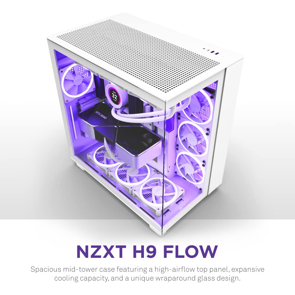 NZXT H9 Flow Dual-Chamber Mid-Tower Airflow PC Case, White