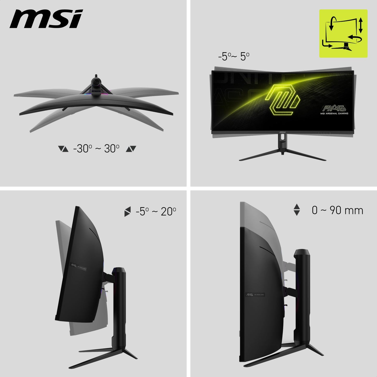 MSI MAG 342CQR E2 34 Inch UWQHD Curved Gaming Monitor - 1500R 3440 x 1440 VA Panel, 180 Hz / 1ms (MPRT), Adaptive Sync - DP 1.4a, HDMI 2.0b CEC
