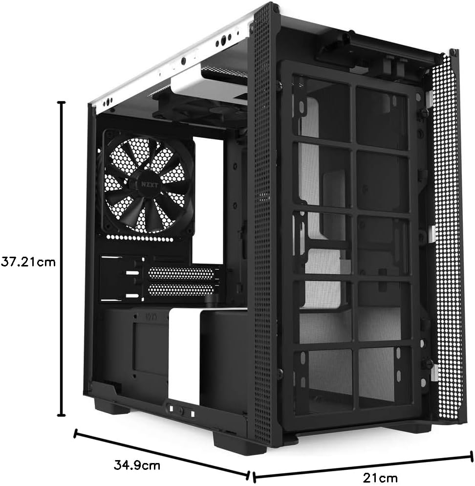 NZXT H210 - CA-H210B-W1 - Mini-ITX PC Gaming Case - Front I/O USB Type-C Port - Tempered Glass Side Panel - Cable Management System - Water-Cooling Ready - Radiator Bracket - White/Black