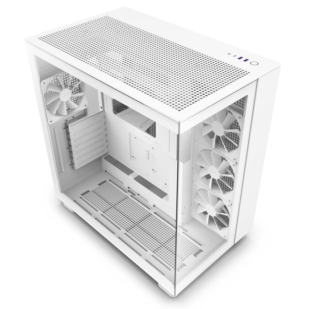 NZXT H9 Flow Dual-Chamber Mid-Tower Airflow PC Case, White