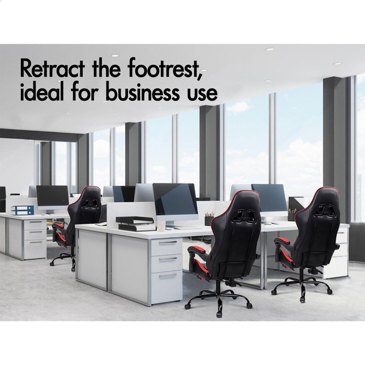 ALFORDSON Gaming Chair with Massage and 150° Recline, Ergonomic Executive Office Chair PU Leather with Footrest, Height Adjustable Racing Chair with SGS Listed Gas-Lift, 180kg Capacity (Vogler Red)