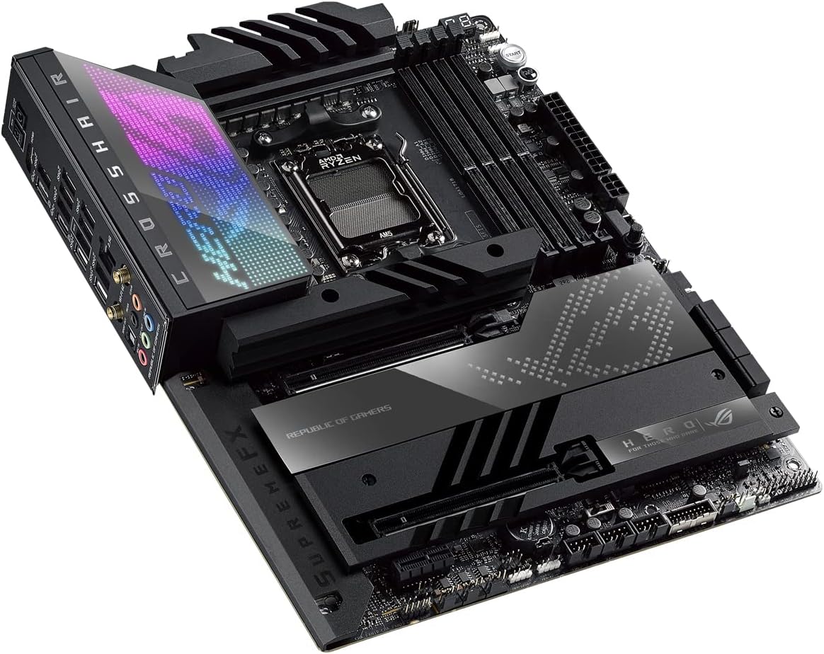 ASUS ROG Crosshair X670E Hero Gaming Motherboard Socket AMD AM5 (Ryzen 7000, ATX, DDR5 Memory, 5X M.2, USB 3.2 Gen 2x2, 2X USB 4, PCIe 5.0, WiFi 6E, Aura Sync)