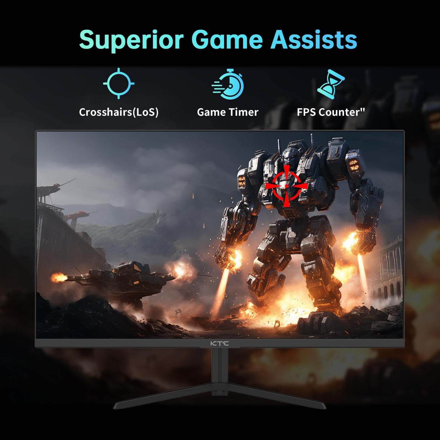 KTC 24" 165Hz Gaming Monitor, FHD(1920x1080p), 1ms, Freesync and Gync Compatible, MPRT, HDR10, 125% SRGB, HDMI2.0DP1.4Headphone, Eyecare, Vesa Support, Tilt, Fast IPS Computer Monitor