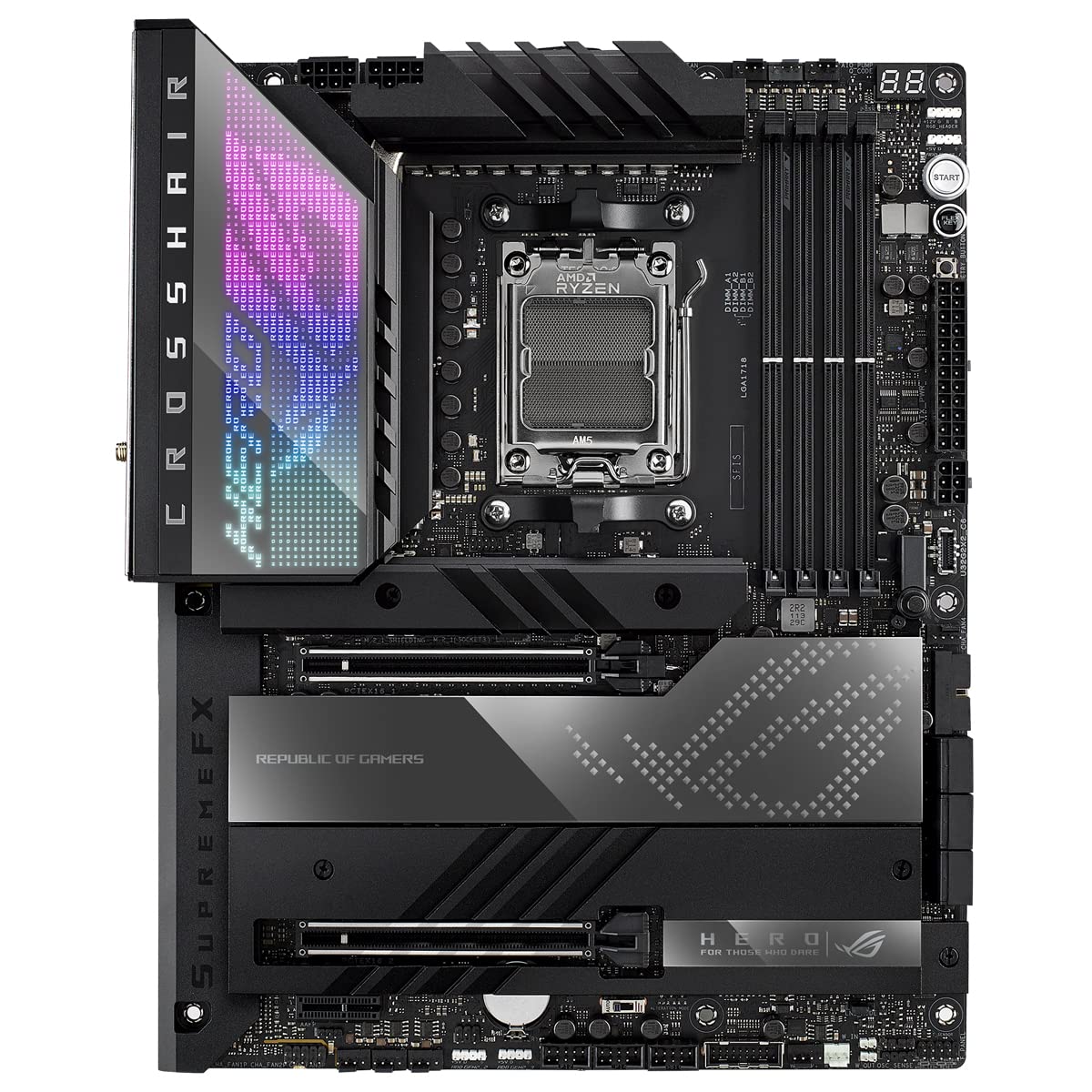 ASUS ROG Crosshair X670E Hero Gaming Motherboard Socket AMD AM5 (Ryzen 7000, ATX, DDR5 Memory, 5X M.2, USB 3.2 Gen 2x2, 2X USB 4, PCIe 5.0, WiFi 6E, Aura Sync)