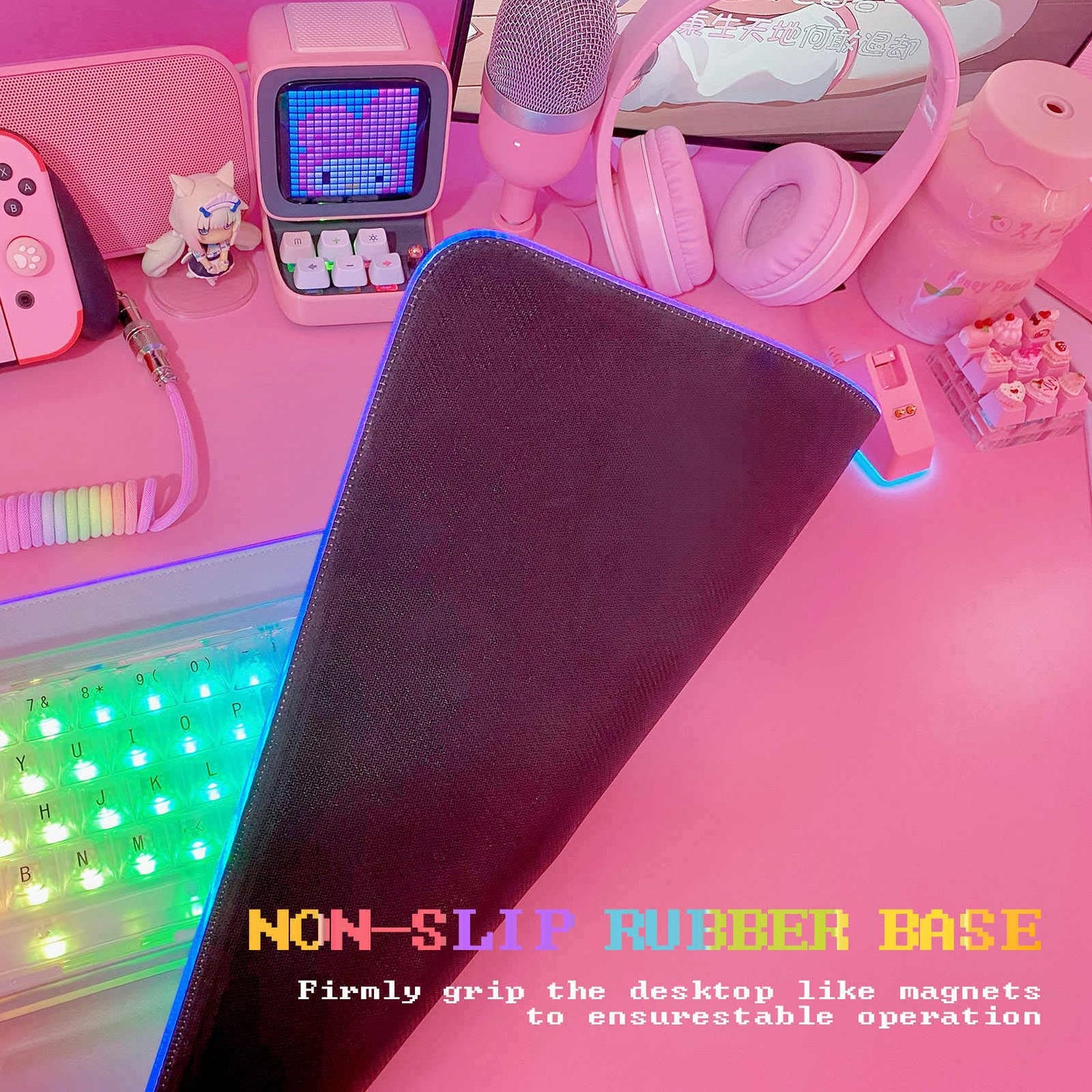 JMIYAV White RGB Gaming Mouse Pad 80 * 30cm PC XL Large Extended Glowing Led Light Up Desk Pad Non-Slip Rubber Base Computer Keyboard and Mouse Pad Cool Cute Mousepad Mat 80 * 30cm juice