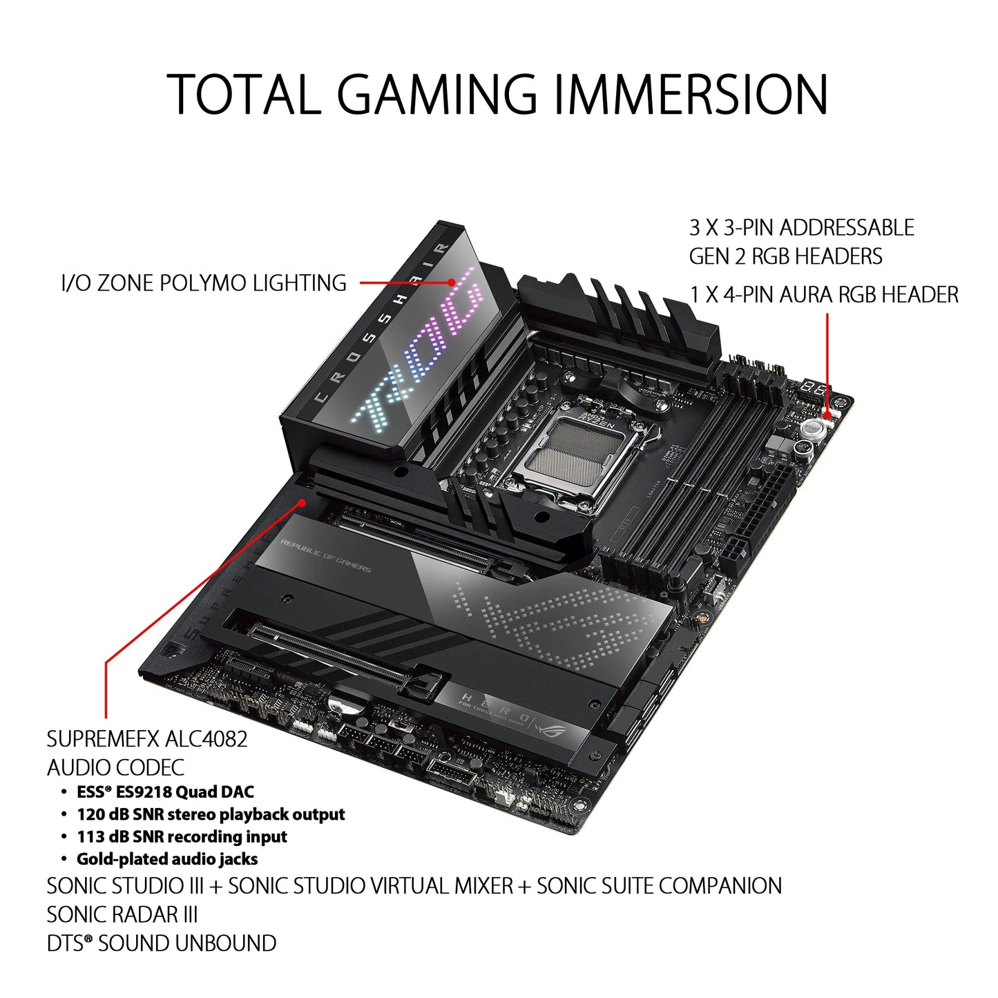 ASUS ROG Crosshair X670E Hero Gaming Motherboard Socket AMD AM5 (Ryzen 7000, ATX, DDR5 Memory, 5X M.2, USB 3.2 Gen 2x2, 2X USB 4, PCIe 5.0, WiFi 6E, Aura Sync)
