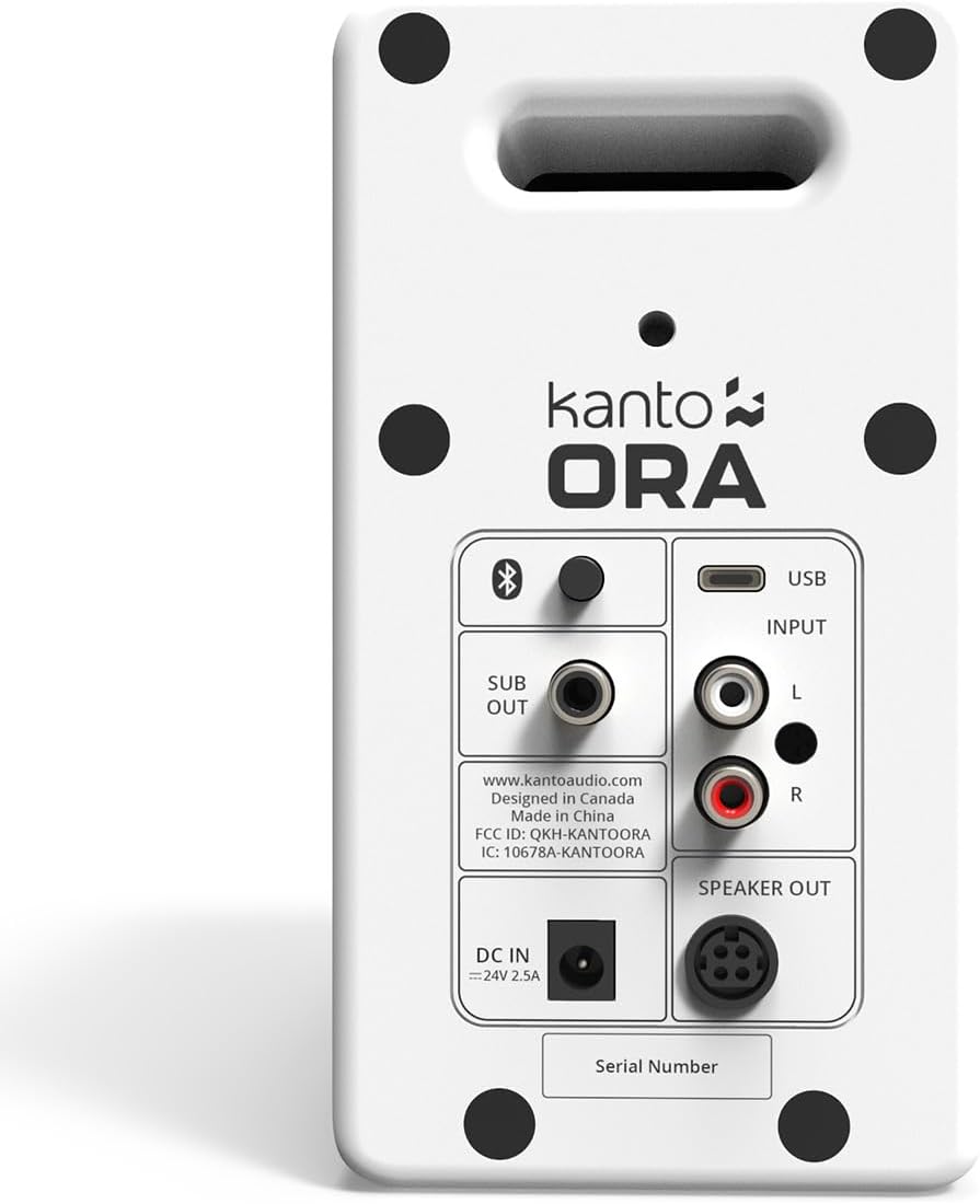 Kanto ORAMW 100W Powered Reference Desktop Computer Speakers with Bluetooth 5.0 and USB-C Input | Bi-Amplified | 100 Hz Automatic Crossover | Reference Quality Sound | Pair | Matte White