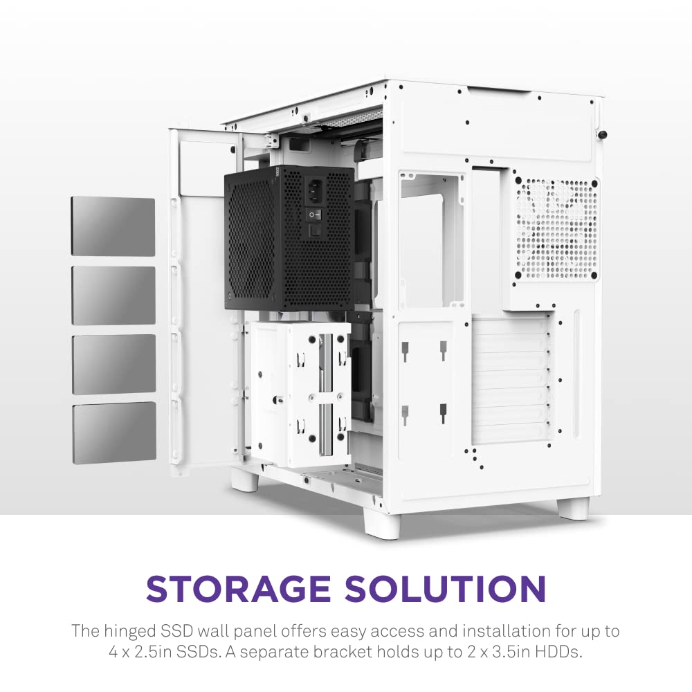 NZXT H9 Flow Dual-Chamber Mid-Tower Airflow PC Case, White