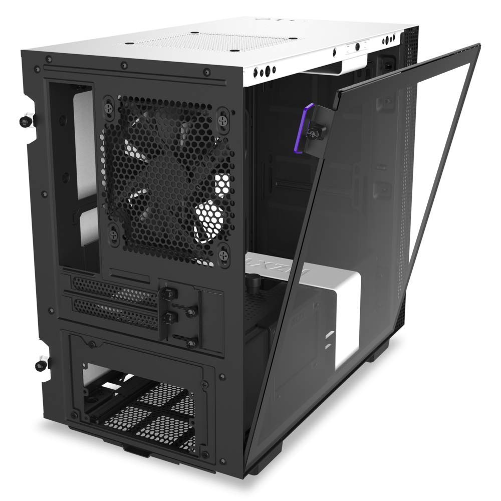 NZXT H210 - CA-H210B-W1 - Mini-ITX PC Gaming Case - Front I/O USB Type-C Port - Tempered Glass Side Panel - Cable Management System - Water-Cooling Ready - Radiator Bracket - White/Black