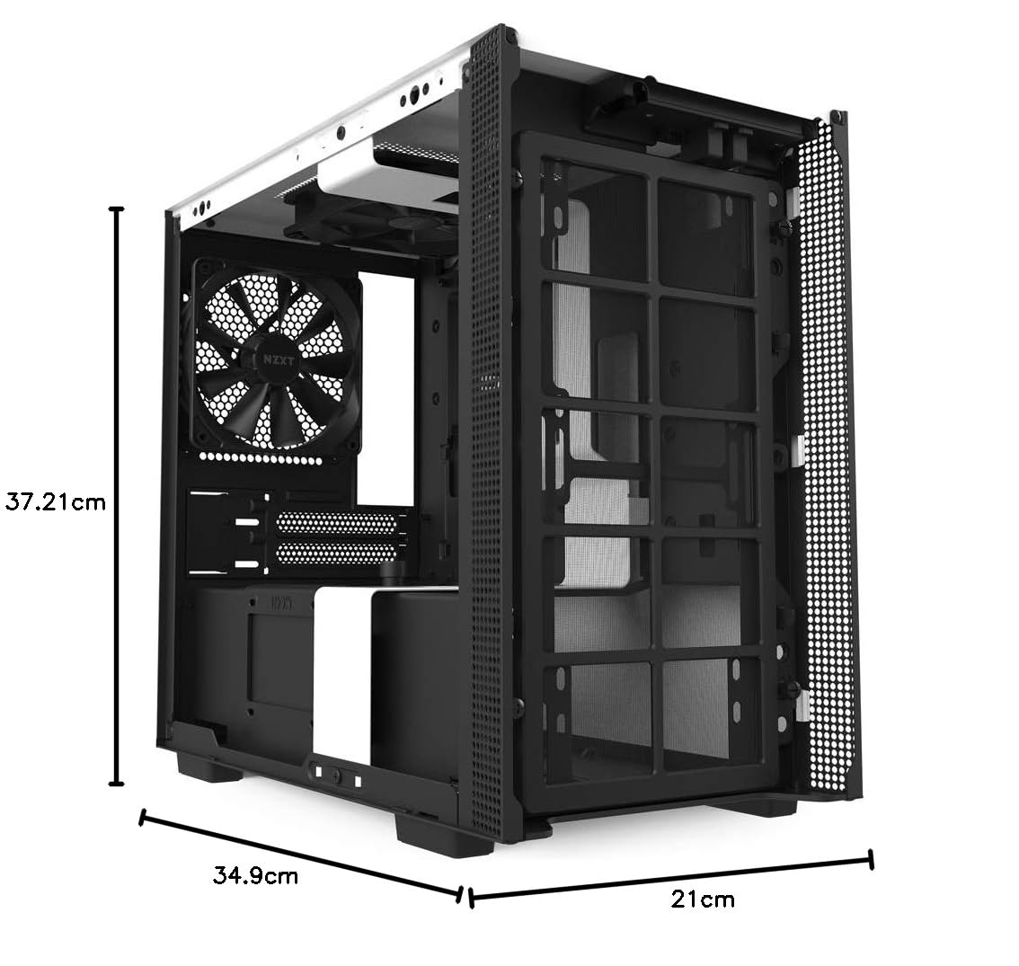 NZXT H210 - CA-H210B-W1 - Mini-ITX PC Gaming Case - Front I/O USB Type-C Port - Tempered Glass Side Panel - Cable Management System - Water-Cooling Ready - Radiator Bracket - White/Black