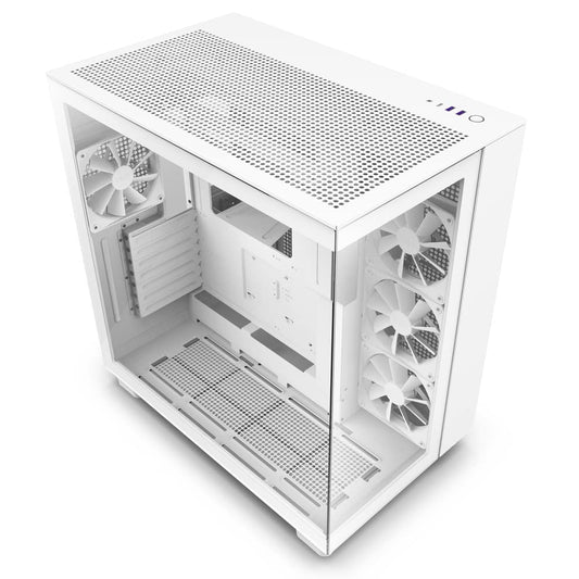 NZXT H9 Flow Dual-Chamber Mid-Tower Airflow PC Case, White