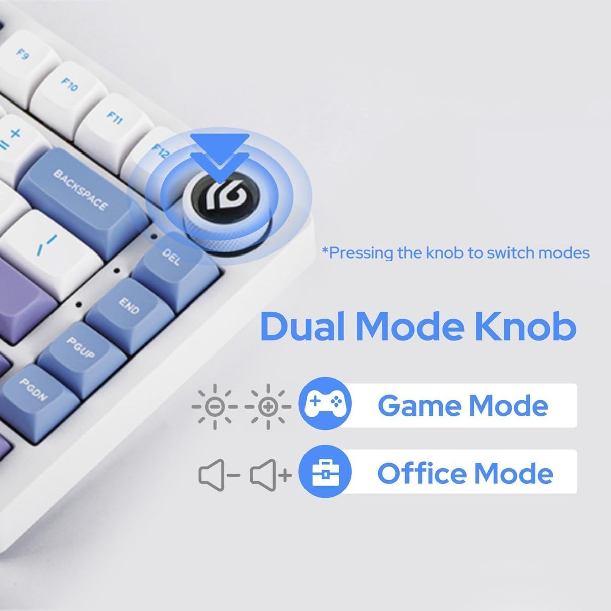 EPOMAKER x LEOBOG Hi75 Aluminum Alloy Wired Mechanical Keyboard, Programmable Gasket-Mounted Gaming Keyboard with Mode-Switching Knob, Hot Swappable, NKRO, RGB (White Purple, Nimbus V3 Switch)