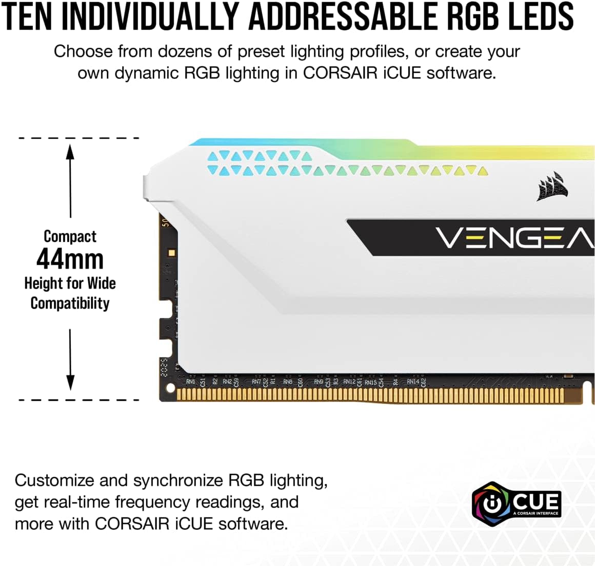 Corsair Vengeance RGB PRO SL 32GB (2x16GB) DDR4 3600Mhz C18 White Heatspreader Desktop Gaming Memory