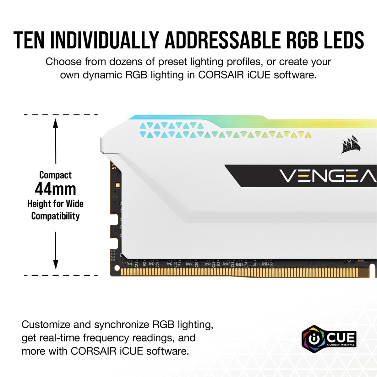 Corsair Vengeance RGB PRO SL 32GB (2x16GB) DDR4 3600Mhz C18 White Heatspreader Desktop Gaming Memory