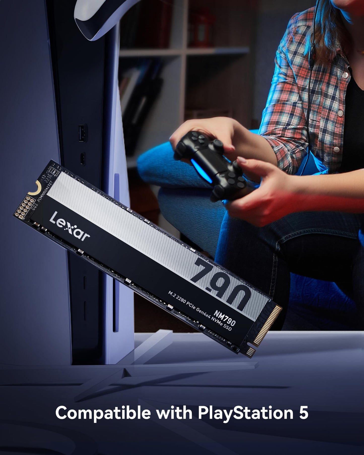 Lexar NM790 1TB Internal SSD, M.2 2280 PCIe Gen4x4 NVMe 1.4, Up to 7400MB/s Read, 6500MB/s Write, Solid State Drive for PS5, PC, Laptop and Gamer (LNM790X001T-RNNNG)