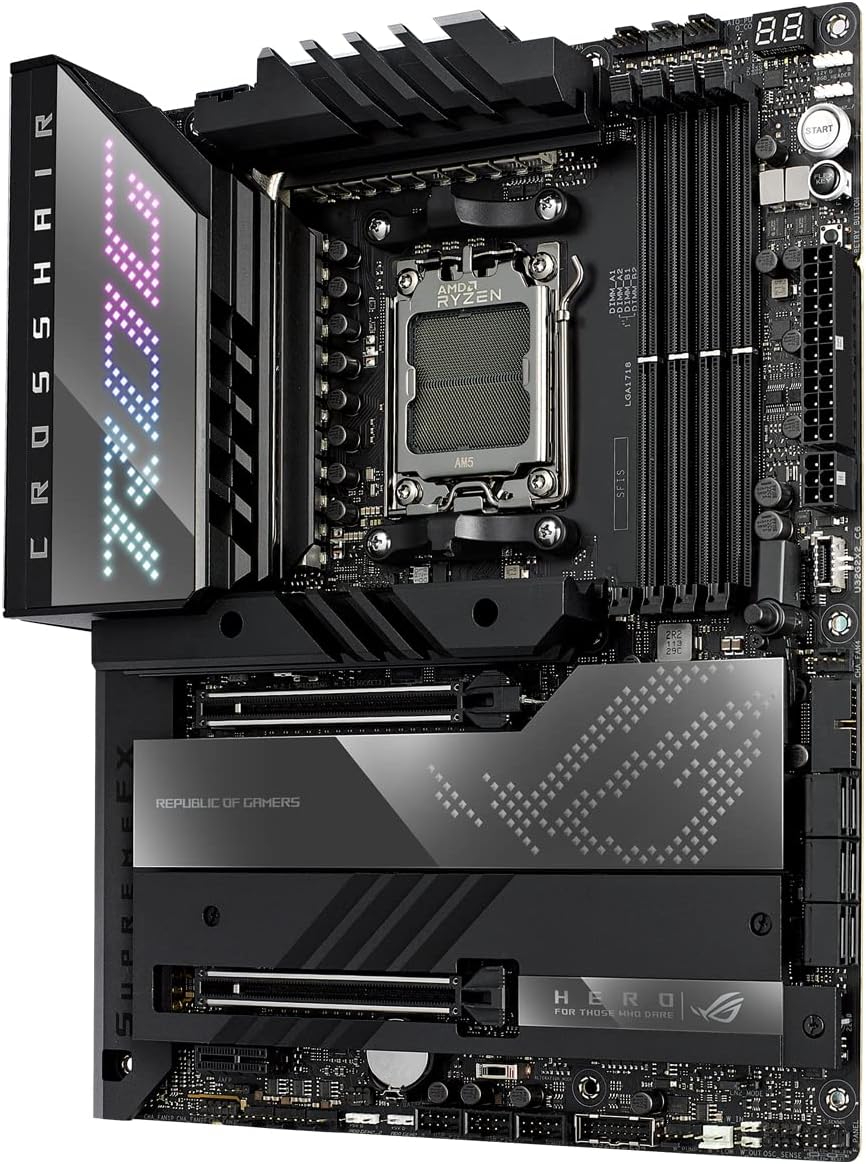 ASUS ROG Crosshair X670E Hero Gaming Motherboard Socket AMD AM5 (Ryzen 7000, ATX, DDR5 Memory, 5X M.2, USB 3.2 Gen 2x2, 2X USB 4, PCIe 5.0, WiFi 6E, Aura Sync)
