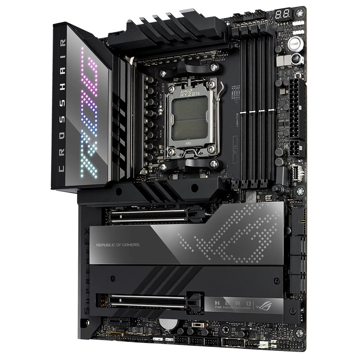 ASUS ROG Crosshair X670E Hero Gaming Motherboard Socket AMD AM5 (Ryzen 7000, ATX, DDR5 Memory, 5X M.2, USB 3.2 Gen 2x2, 2X USB 4, PCIe 5.0, WiFi 6E, Aura Sync)