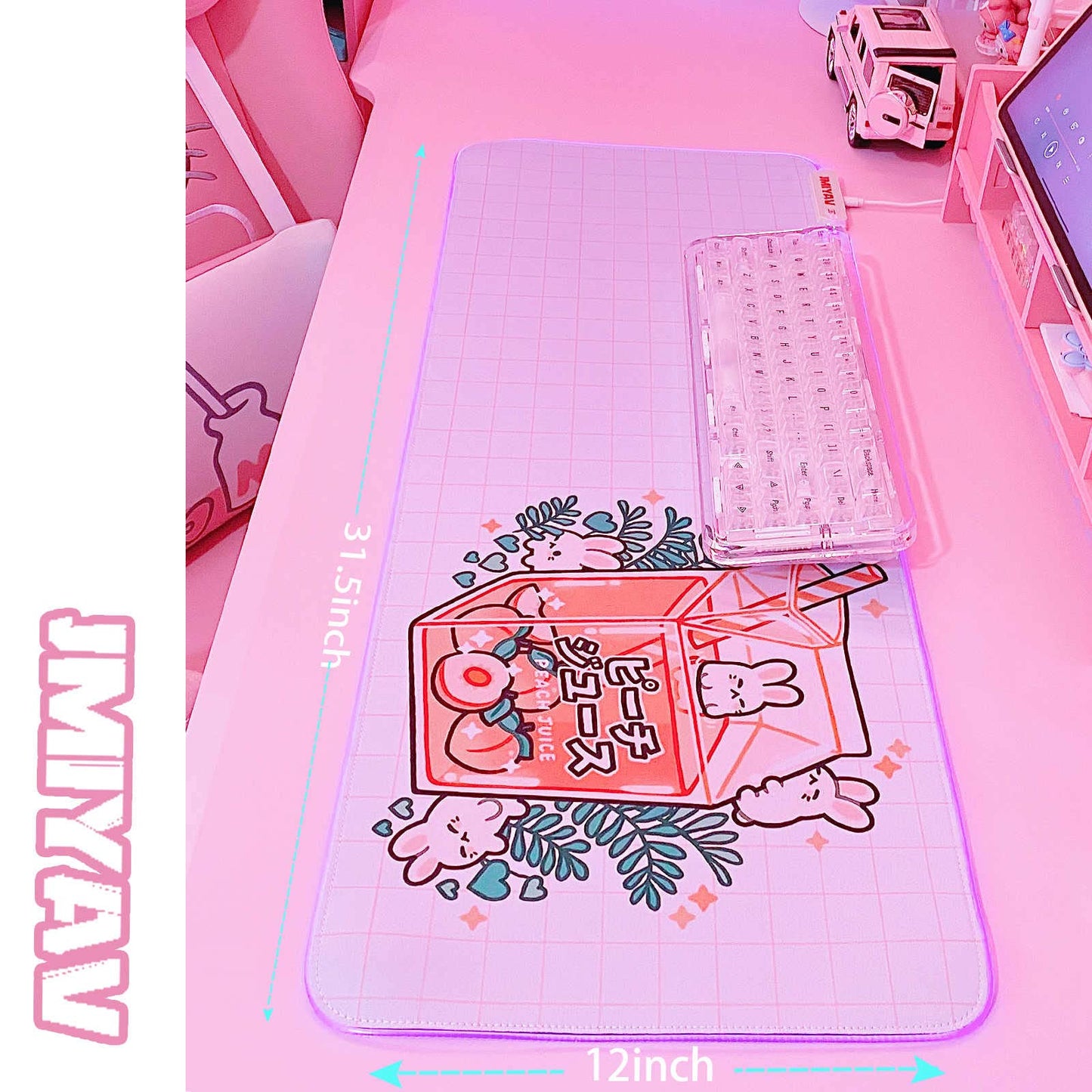 JMIYAV White RGB Gaming Mouse Pad 80 * 30cm PC XL Large Extended Glowing Led Light Up Desk Pad Non-Slip Rubber Base Computer Keyboard and Mouse Pad Cool Cute Mousepad Mat 80 * 30cm juice