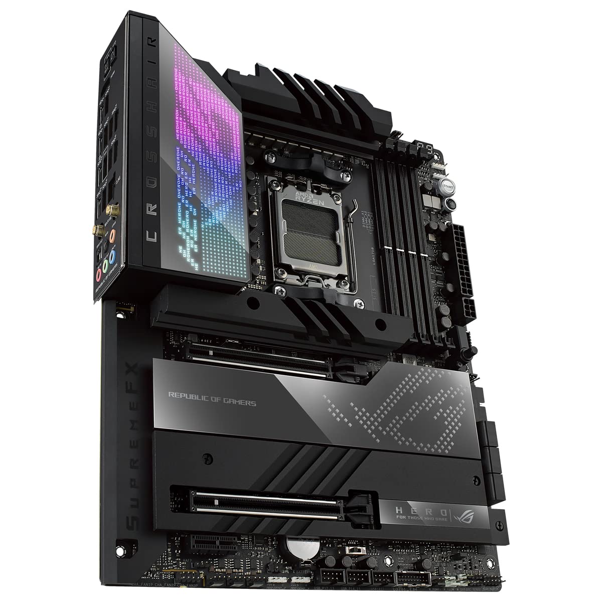 ASUS ROG Crosshair X670E Hero Gaming Motherboard Socket AMD AM5 (Ryzen 7000, ATX, DDR5 Memory, 5X M.2, USB 3.2 Gen 2x2, 2X USB 4, PCIe 5.0, WiFi 6E, Aura Sync)