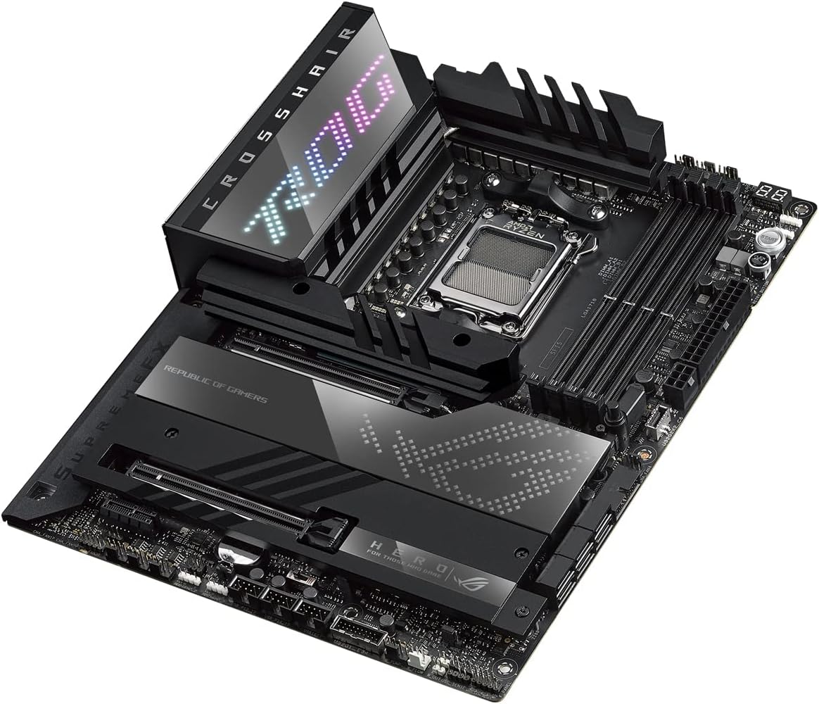 ASUS ROG Crosshair X670E Hero Gaming Motherboard Socket AMD AM5 (Ryzen 7000, ATX, DDR5 Memory, 5X M.2, USB 3.2 Gen 2x2, 2X USB 4, PCIe 5.0, WiFi 6E, Aura Sync)