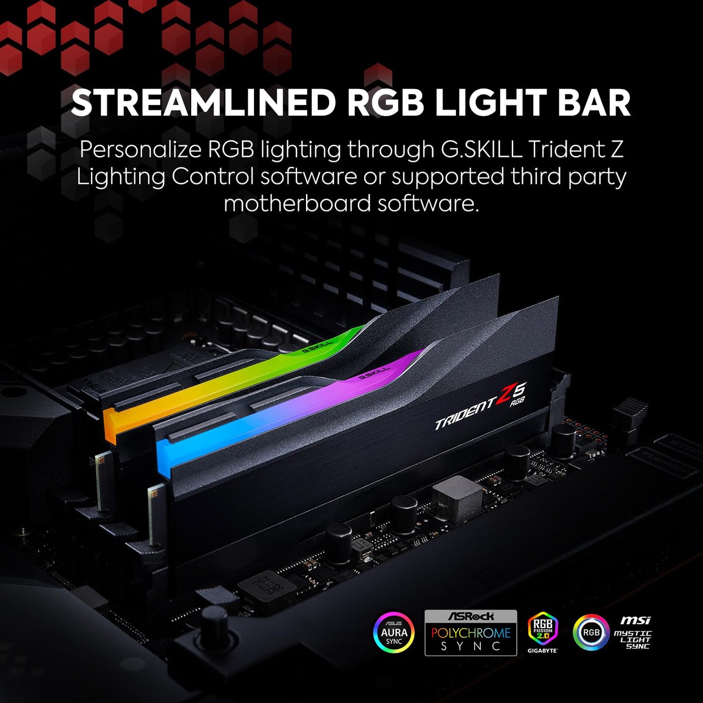 G.Skill MEGS-6400-3239-TZ5RK Trident Z5 RGB 2x32GB 6400MHz DDR5 RAM Memory Module Dual Kit, Matte Black
