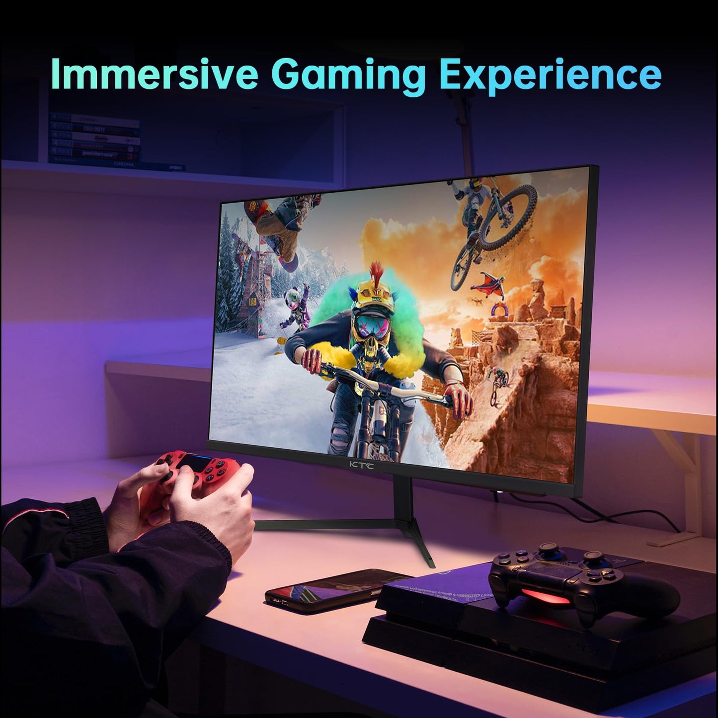 KTC 24" 165Hz Gaming Monitor, FHD(1920x1080p), 1ms, Freesync and Gync Compatible, MPRT, HDR10, 125% SRGB, HDMI2.0DP1.4Headphone, Eyecare, Vesa Support, Tilt, Fast IPS Computer Monitor