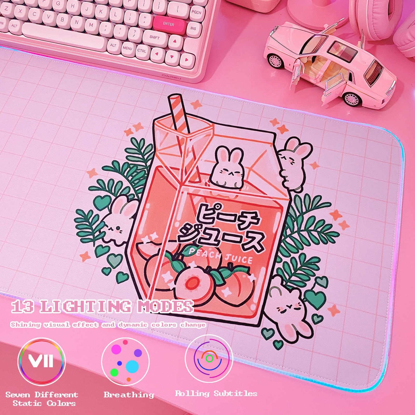 JMIYAV White RGB Gaming Mouse Pad 80 * 30cm PC XL Large Extended Glowing Led Light Up Desk Pad Non-Slip Rubber Base Computer Keyboard and Mouse Pad Cool Cute Mousepad Mat 80 * 30cm juice