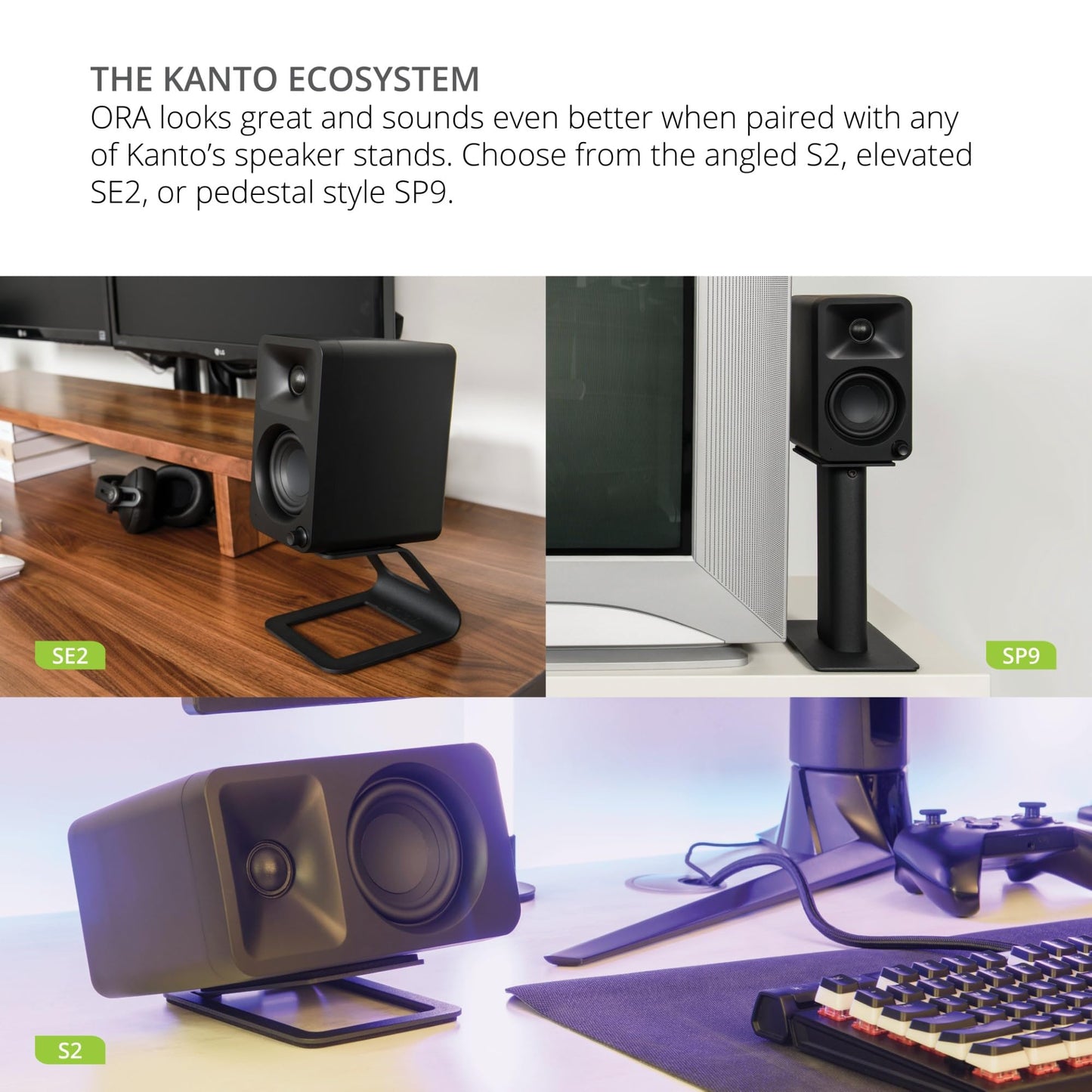 Kanto ORAMW 100W Powered Reference Desktop Computer Speakers with Bluetooth 5.0 and USB-C Input | Bi-Amplified | 100 Hz Automatic Crossover | Reference Quality Sound | Pair | Matte White