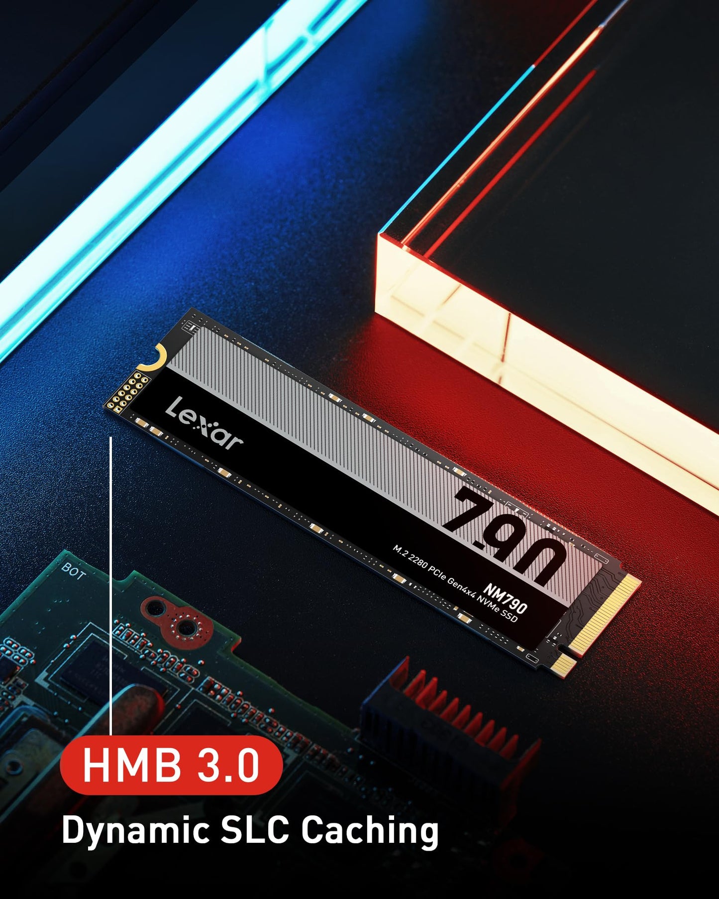 Lexar NM790 1TB Internal SSD, M.2 2280 PCIe Gen4x4 NVMe 1.4, Up to 7400MB/s Read, 6500MB/s Write, Solid State Drive for PS5, PC, Laptop and Gamer (LNM790X001T-RNNNG)