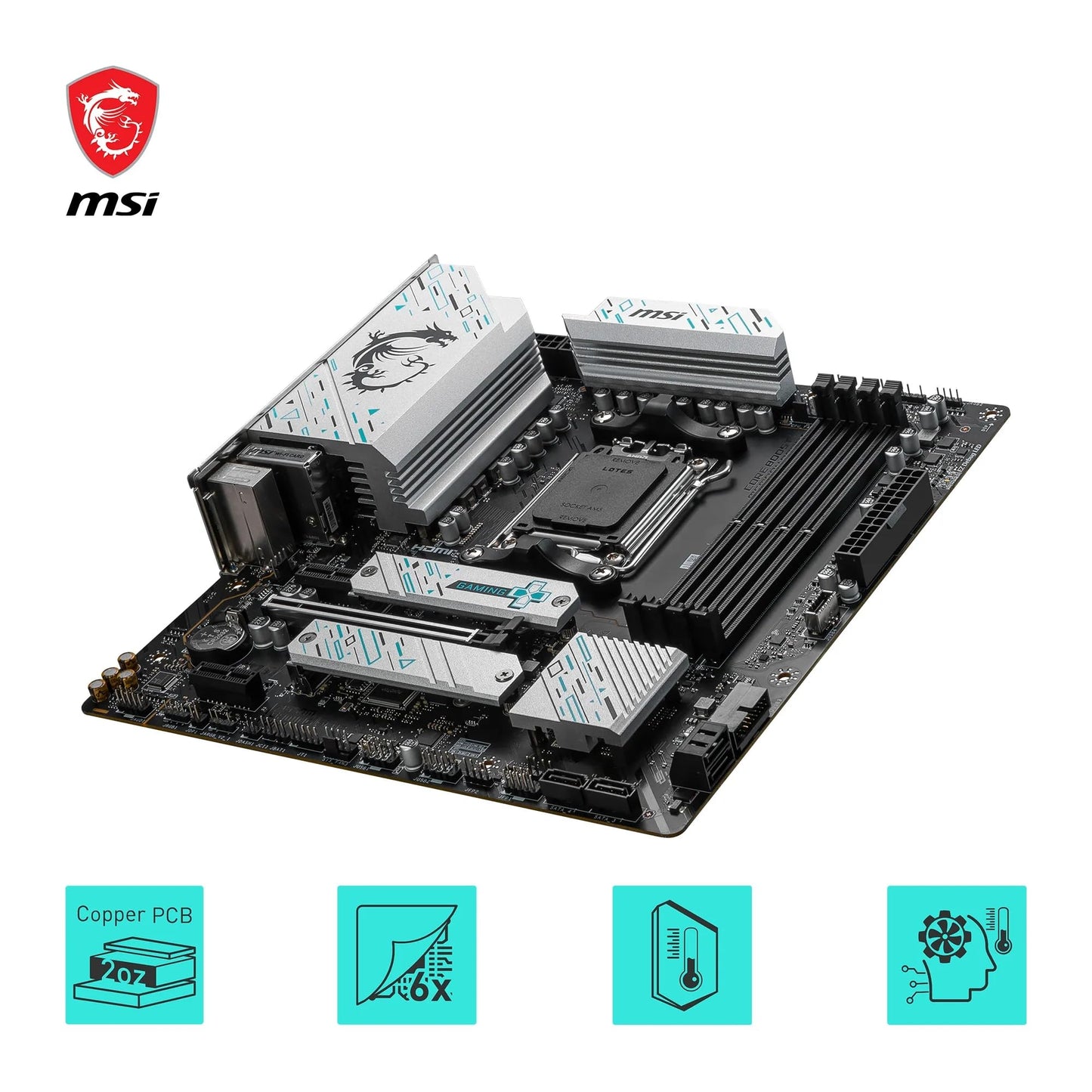 MSI B650M Gaming Plus WiFi Motherboard, mATX - Supports Ryzen 9000, 8000 & 7000 Processors, AM5 - DDR5 Memory Boost 7800+ MHz/OC, PCIe 4.0 x16, M.2 Gen4, Wi-Fi 6E